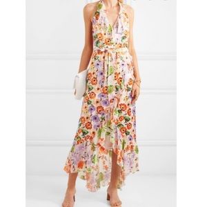 Alice and Olivia NWT size 2 small silk blend halter maxi dress floral